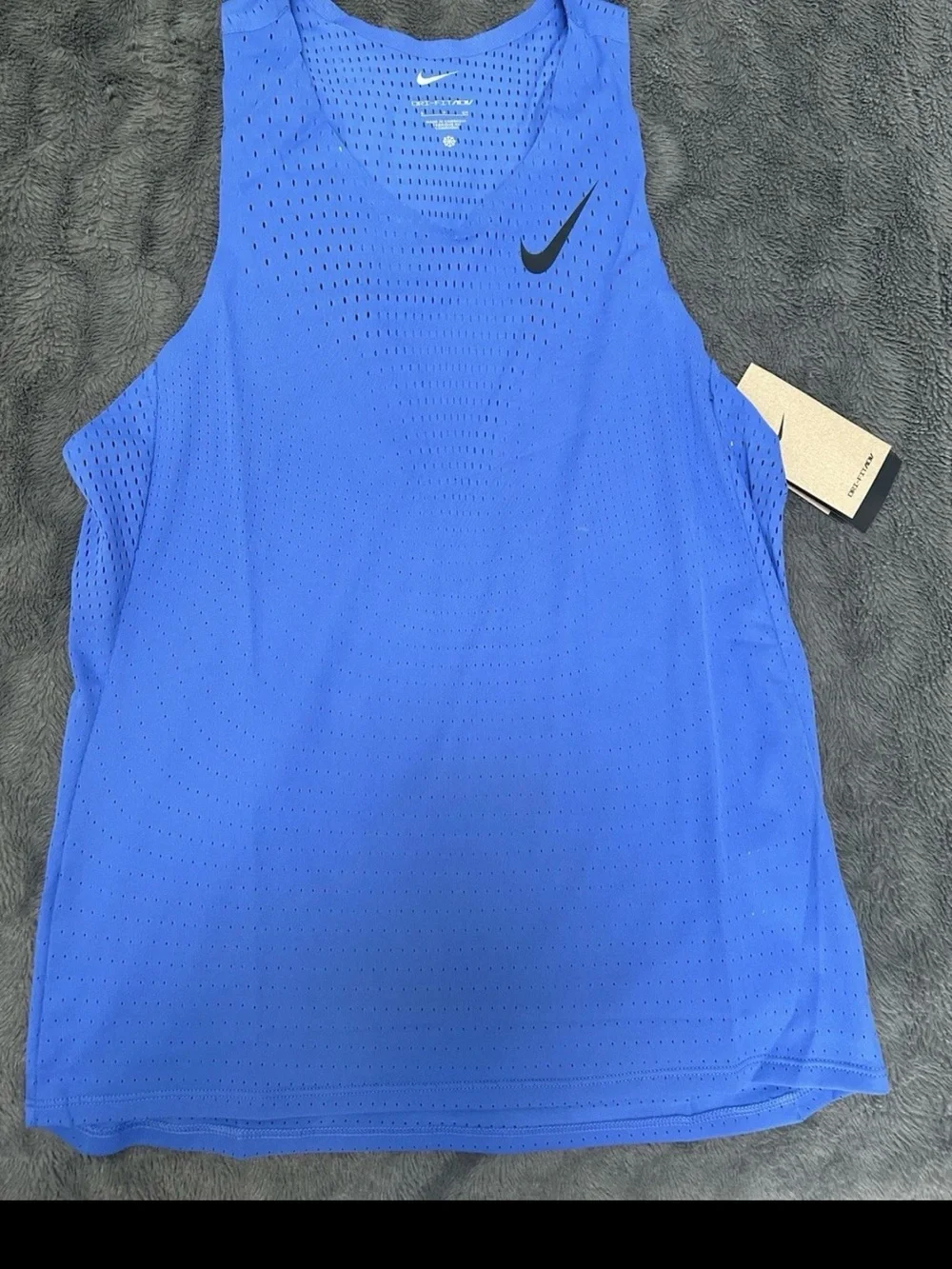 Nike Blue Men's Perforated Athletic Tank RUNNING SINGLET SMALL